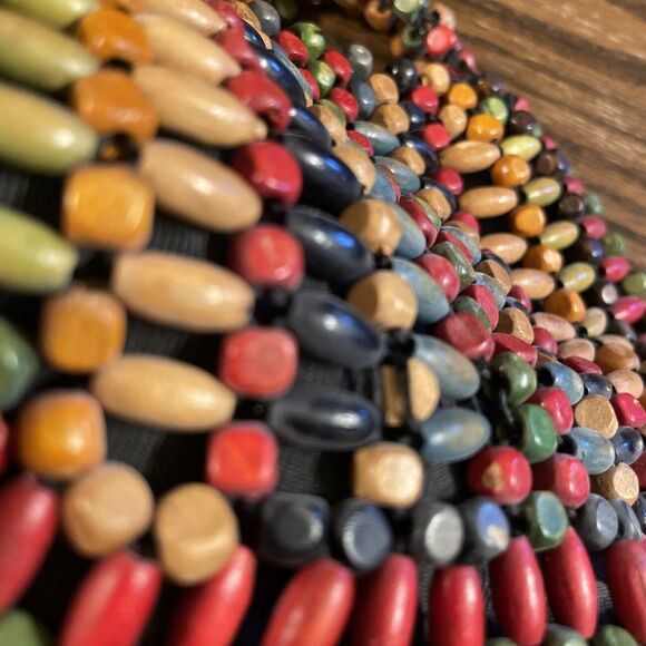 Vintage 1930’s Czechoslovakia Wooden Rainbow Beaded Clutch Mini Purse 6” x 4” - Picture 8 of 9